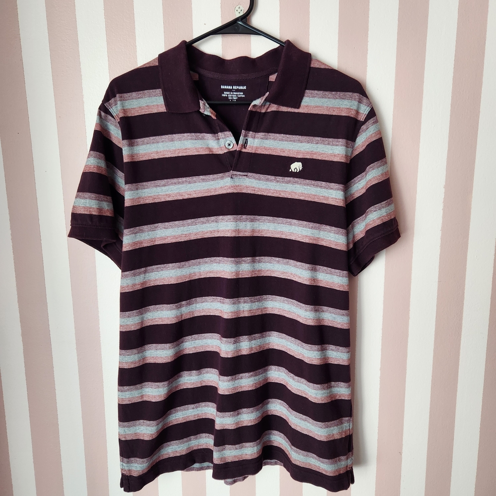🏷Banana Republic Burgundy and Light Gray Polo